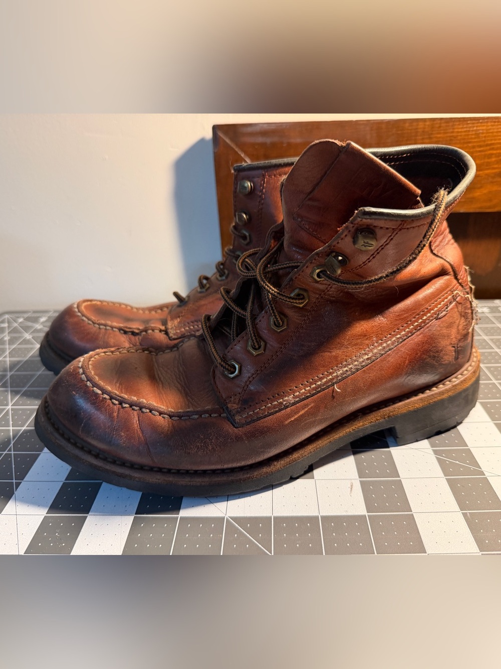 Frye Black Boots with Red Accent